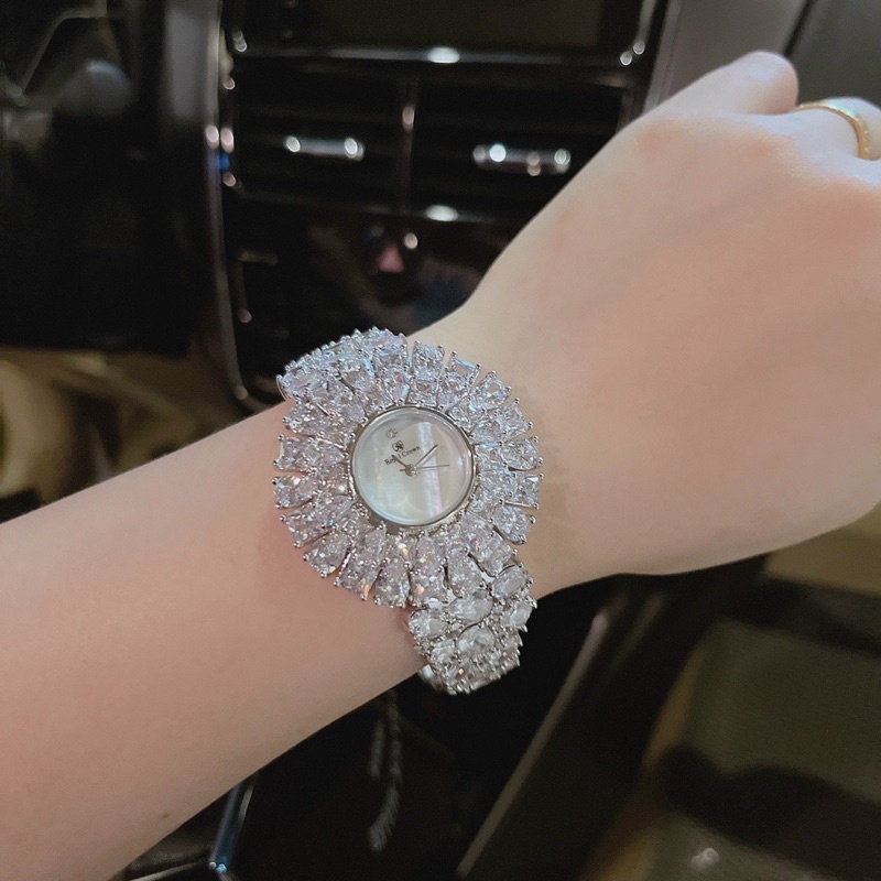 Đồng hồ nữ Royal Crown 5711 chính hãng mặt tròn chuẩn đá xoàn mỹ sáng lung linh siz35mm