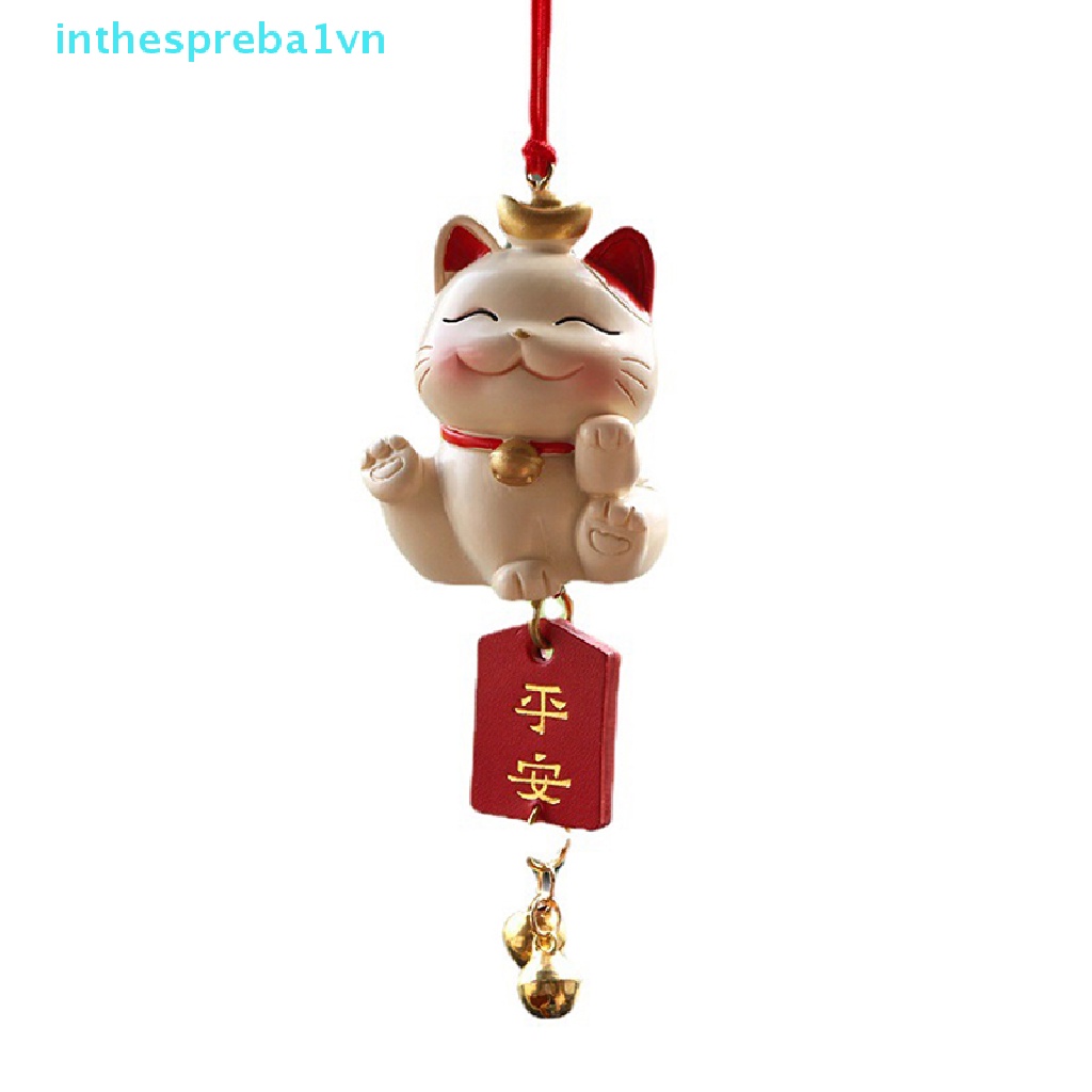 Mặt Dây Chuyền Hình Mèo May Mắn Sáng Tạo Treo Kính Chiếu Hậu Xe Hơi Cho Nữ inthespreba1vn