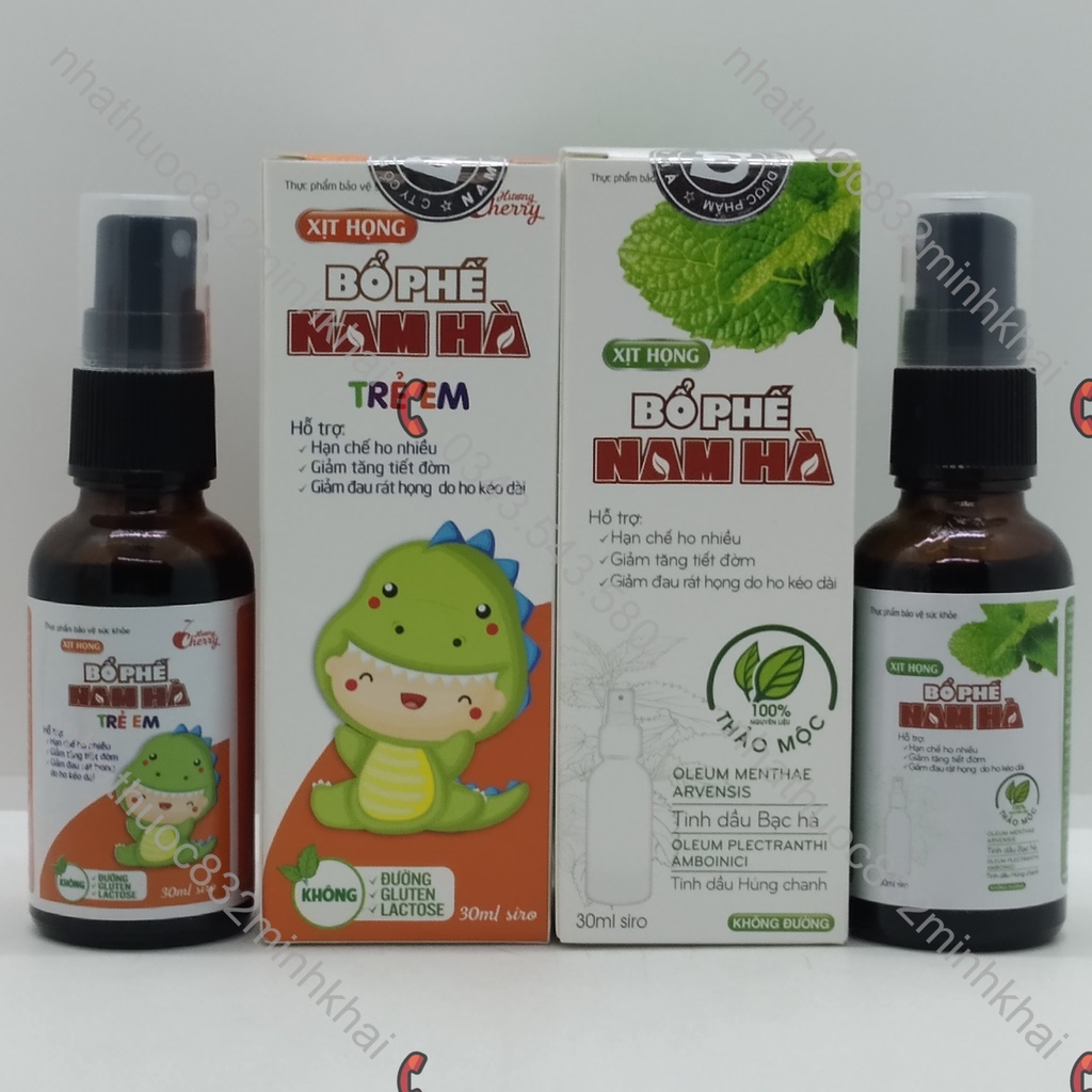 Xịt Họng Bổ Phế Nam Hà 30ml - Giúp bổ phế, hỗ trợ hạn chế ho nhiều, giảm tăng tiết đờm, giảm đau rát họng do ho kéo dài