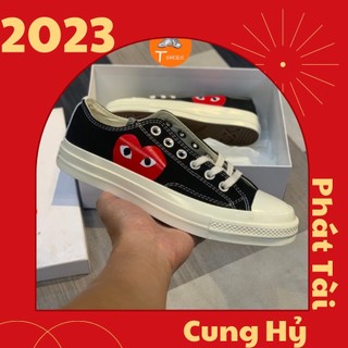 Giày thể thao converse cổ thấp tim màu đen vải canvas hàng cao cấp cho nam nữ