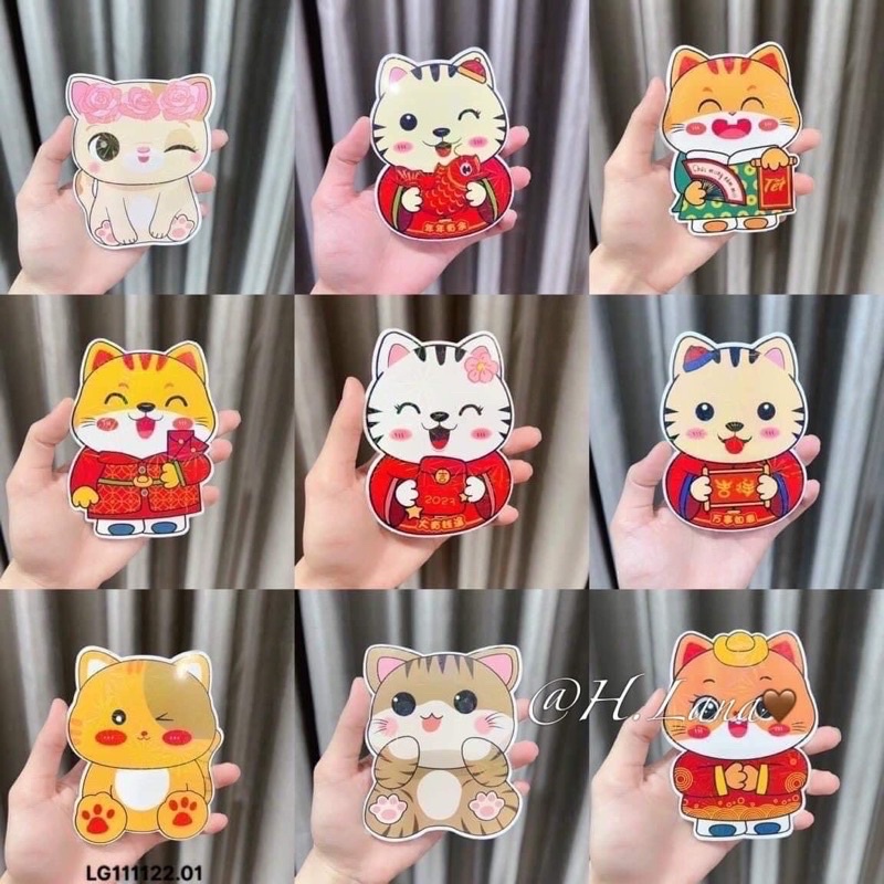 Combo 10 bao lì xì tết 2023 hoạt hình chibi hình con mèo siêu cute - Bộ 10 bao lì xì con mèo 3D tết Quý Mão