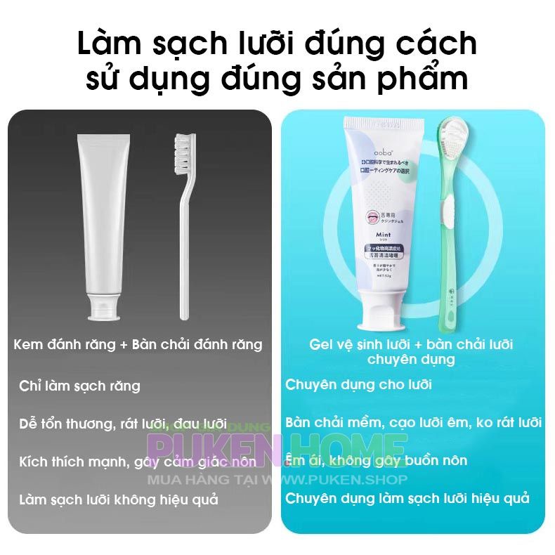 Vệ sinh lưỡi Nhật Bản, gel vệ sinh lưỡi Aoba Mint diệt khuẩn khử hôi miệng hương bạc hà mát lạnh, tuýp 52g | BigBuy360 - bigbuy360.vn