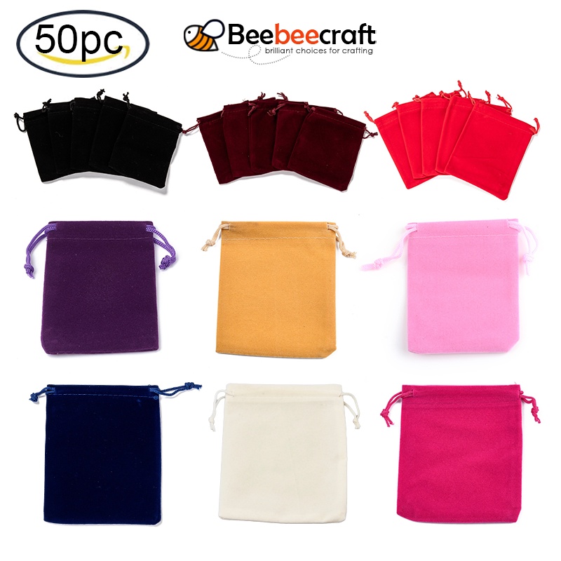 Set 50 Túi Nhung Hình Chữ Nhật 15x10cm 9x7cm 12x10cm Đựng Trang Sức