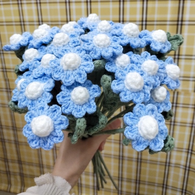 Cành 1 bông hoa cúc daisy nhân tạo  handmade bằng len làm qua tặng bạn bè, decor trang trí nhà cửa đáng yêu