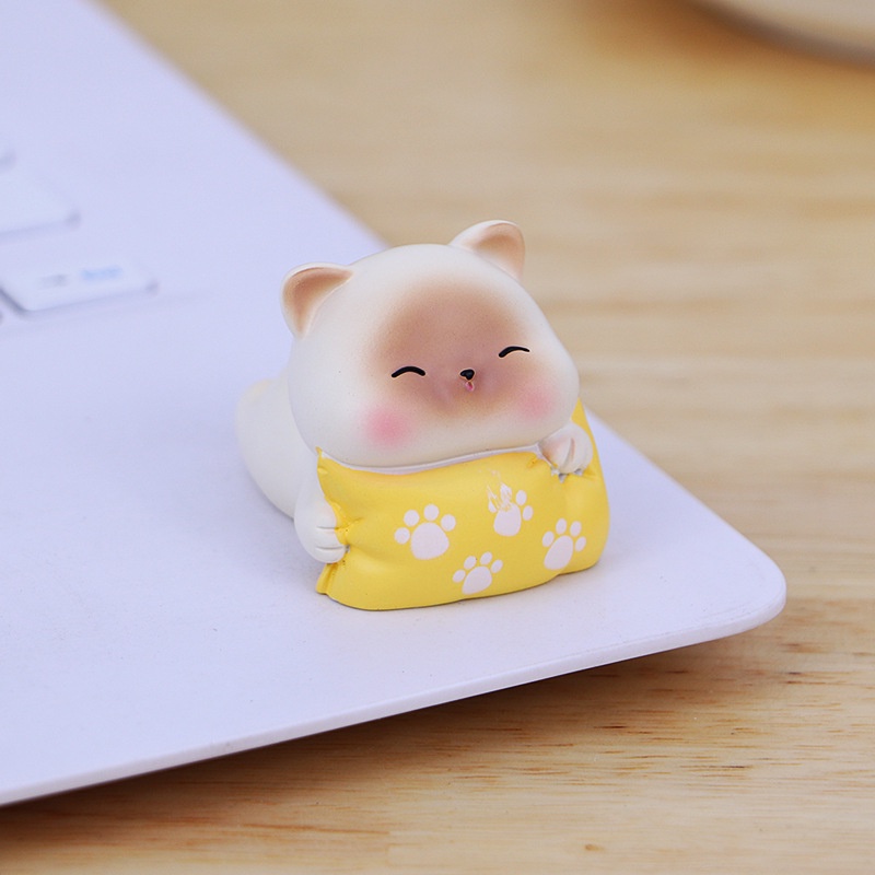 Set mèo mun ôm cá,uống cafe đáng yêu chất liệu PVC làm mô hình trang trí bàn làm việc, góc học tập, quà tặng-HO08