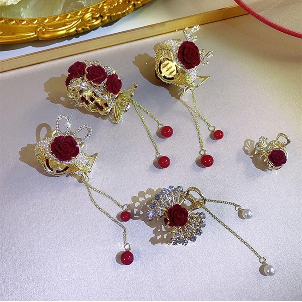 Kẹp Tóc Hình Tai Thỏ / Hoa Hồng Đỏ Mừng Năm Mới