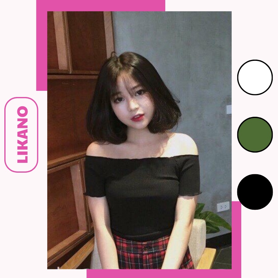 Áo croptop trễ vai 15 màu chất vải mềm mịn LIKANO CRT55