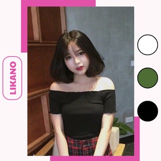 Áo croptop trễ vai 15 màu chất vải mềm mịn LIKANO CRT55