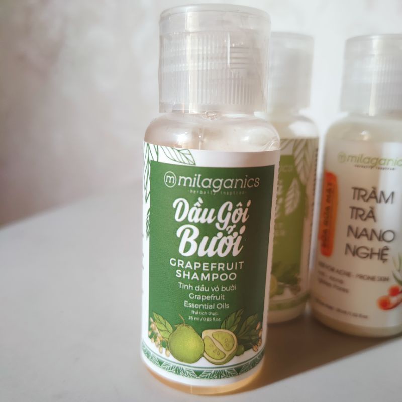 Bộ 3 sảm phẩm dầu gội, dầu xả, sữa rửa mặt Milaganics travel size 25ml