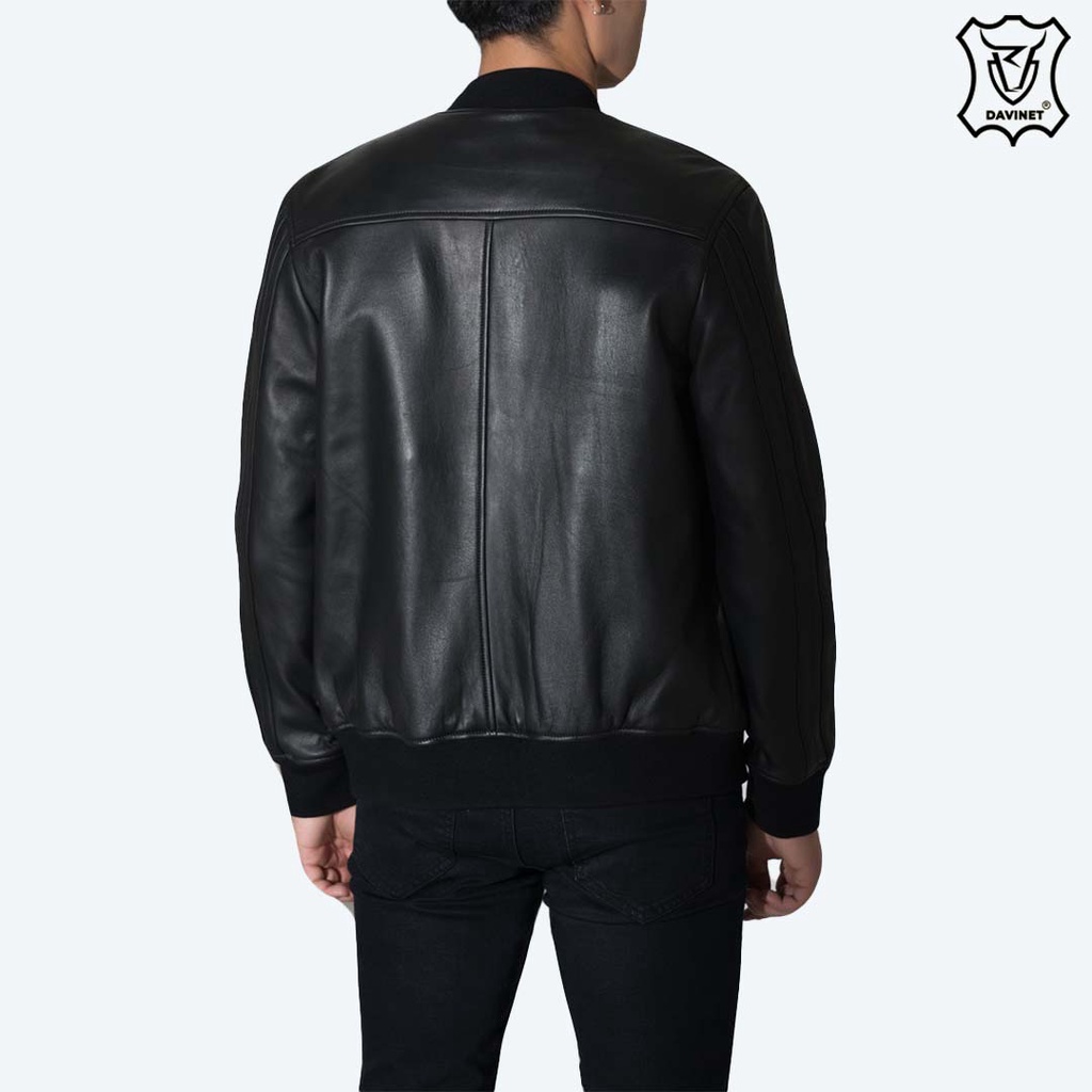 Áo Khoác Da Xịn Bomber DAVINET Am23-03, Da Xịn, Siêu Bền, Mềm Nhẹ, Bảo Hành 5 Năm