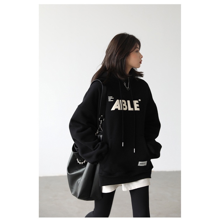 Áo Hoodie Hàn Quốc Dáng Rộng In Chữ