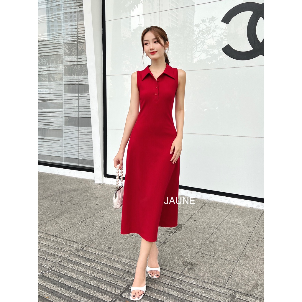 Đầm body đỏ dáng dài, sát nách JAUNE- LACIE RED