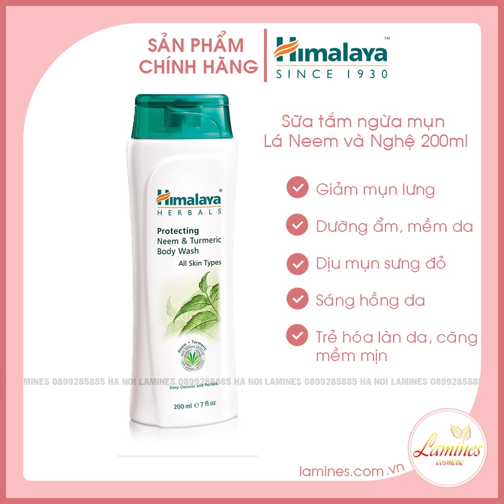 Sữa Tắm Himalaya Giảm Mụn Thâm Chiết Suất Lá Neem Himalaya Protecting Neem & Turmeric Body Wash 200ml