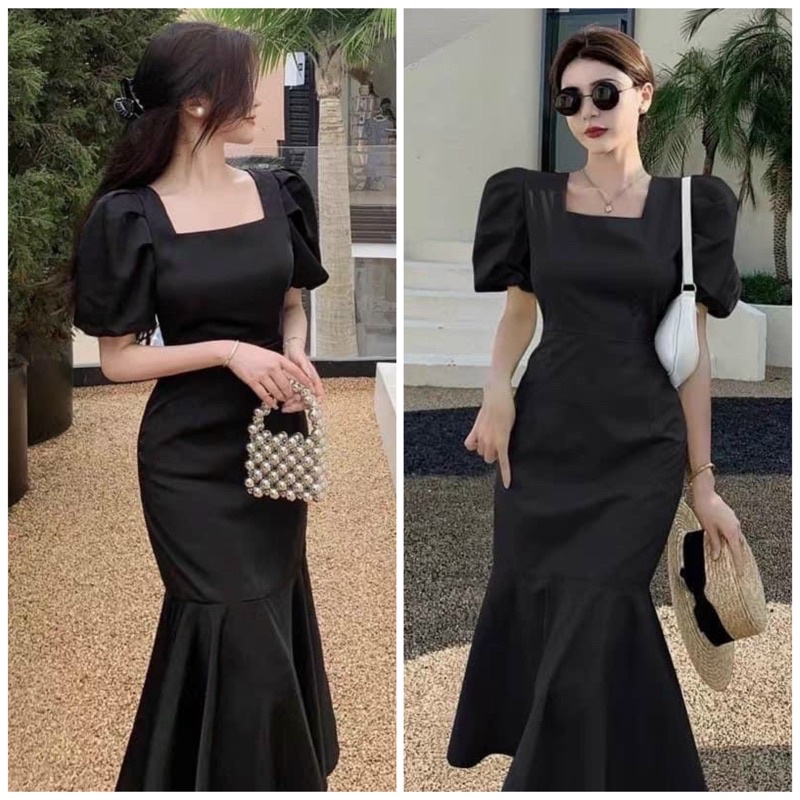 Đầm đen đuôi cá form dài