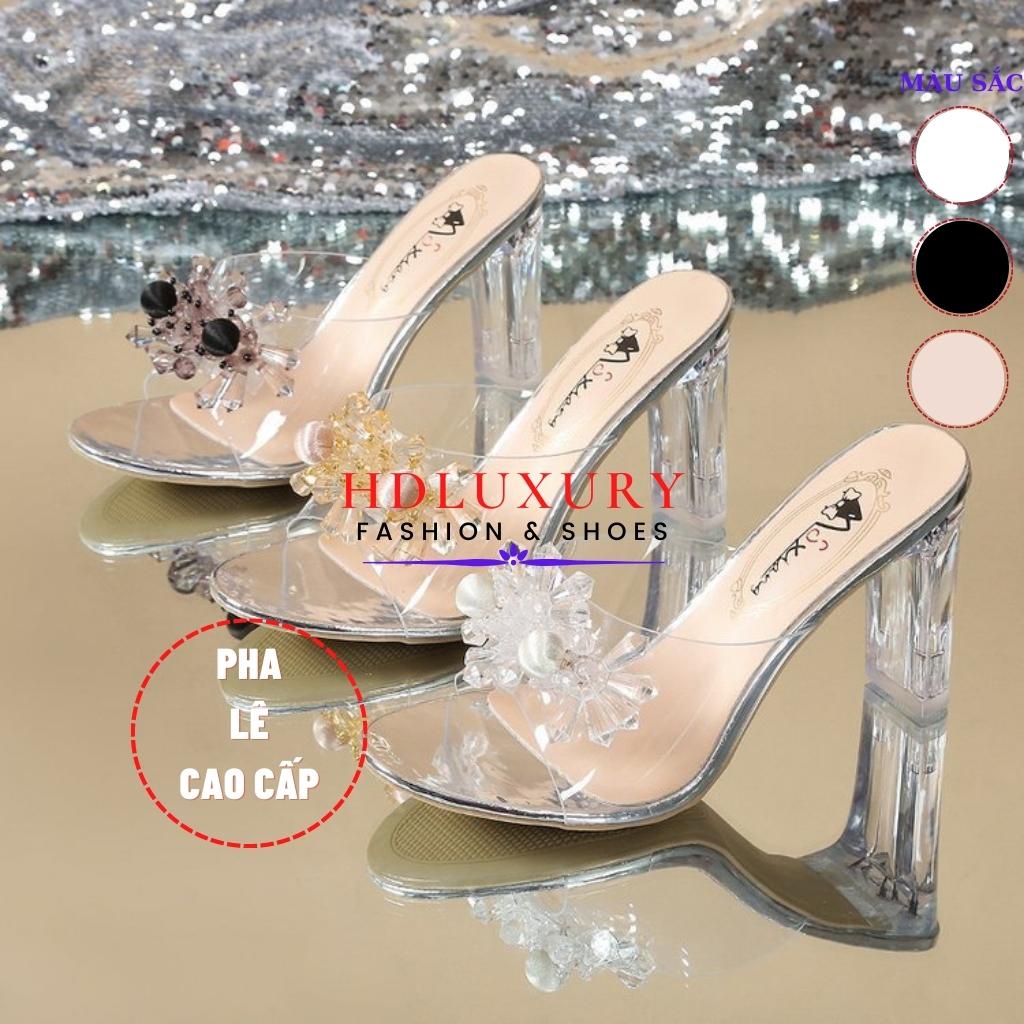 Guốc cao gót mũi nhọn HDLUXURY pha lê cao cấp E39