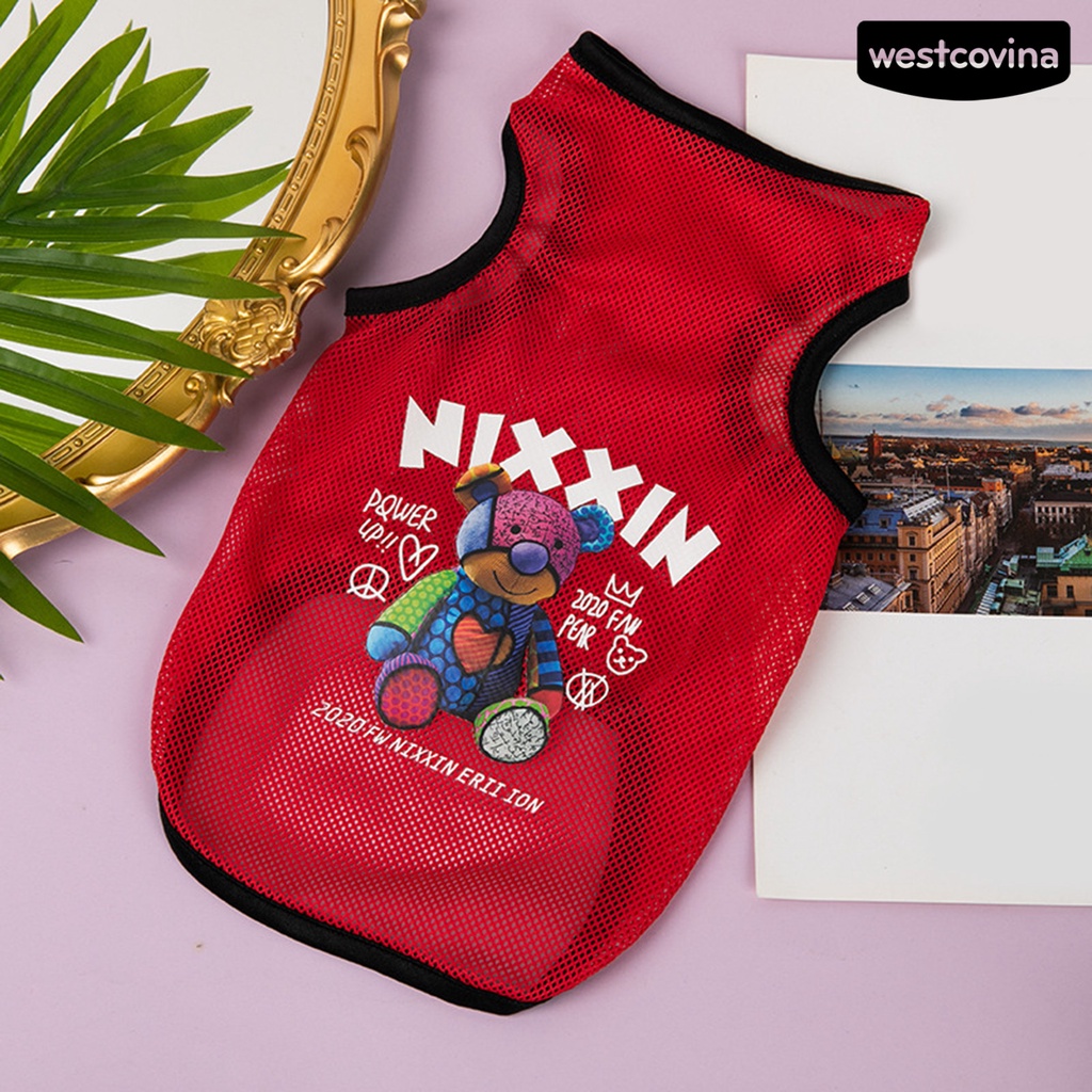 [COD]♘Áo Siêu Mỏng Bằng Polyester Mềm In Họa Tiết Hoạt Hình Cho Thú Cưng