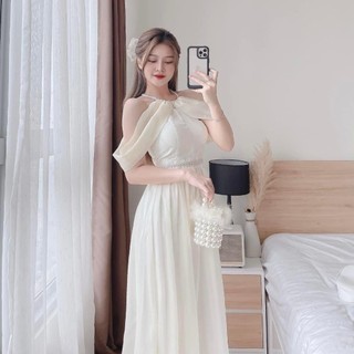 Đầm voan CHINGFON phối dây cườm cổ
