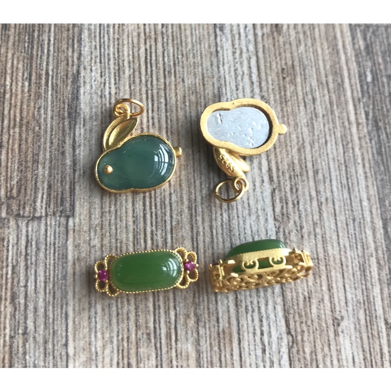Charm bạc 925 hình thỏ Jadeite Jade A