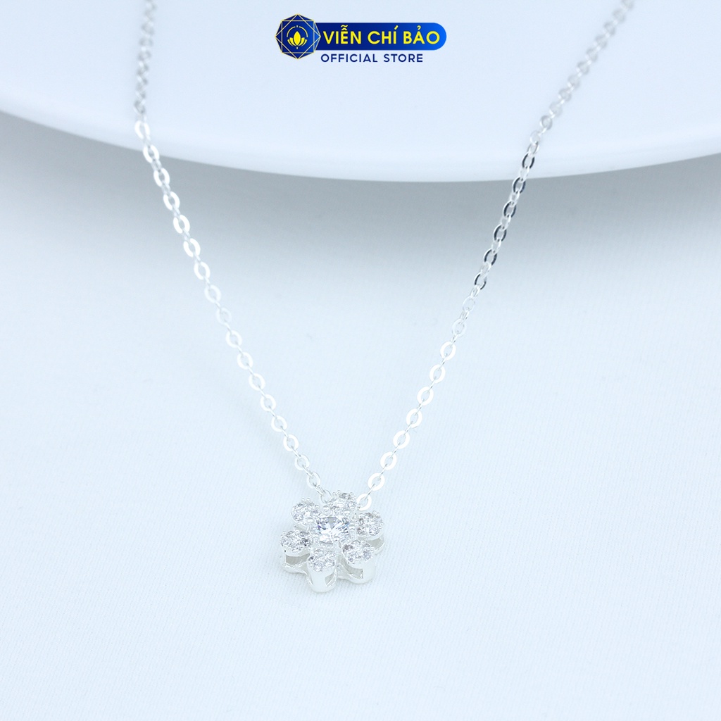 Dây chuyền hoa 6 cánh đính đá chất liệu bạc 925 thời trang phụ kiện trang sức nữ Viễn Chí Bảo D400811
