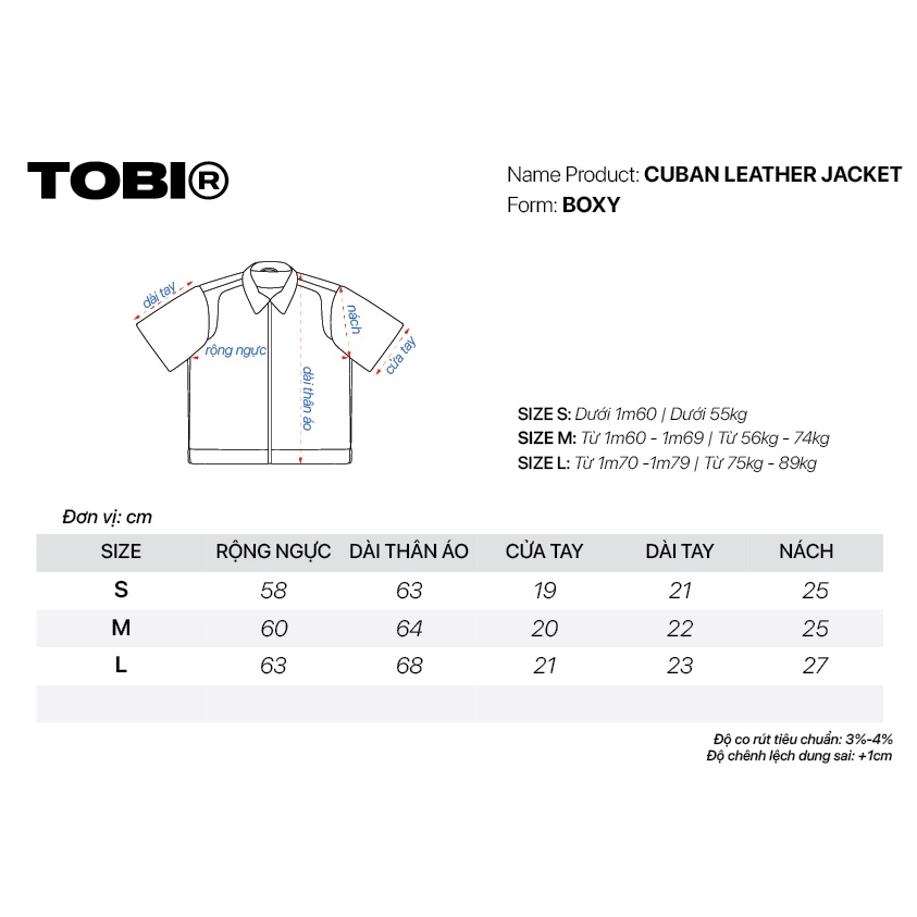 Áo Khoác Da Tay Ngắn 2 Zip TOBI