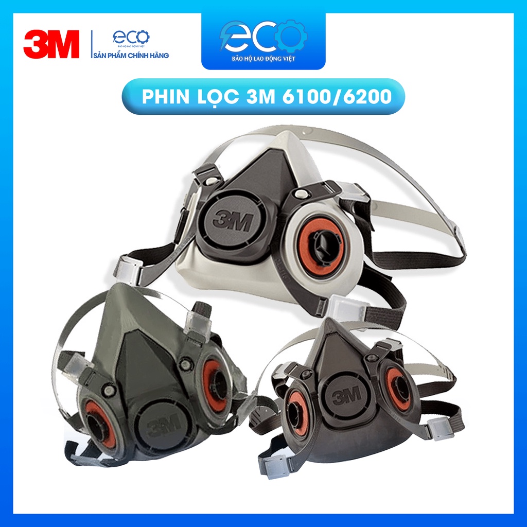 Mặt Nạ Phòng Độc 3M 6100/6200/6300 dùng phun thuốc trừ sâu, dùng phun sơn chống hóa chất