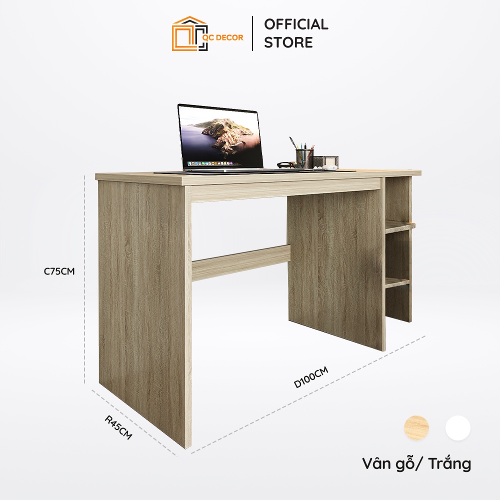 Bàn Làm Việc, Học Tập Gỗ Cao Cấp Khung Sắt Chắc Chắn, Bền Đẹp Full Phụ Kiện Và Hướng Dẫn Lắp - BH 01