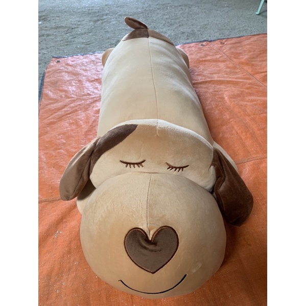 Gấu Bông Chó Ngủ Mũi Tim Tai Dài, Gối Ôm Hình Thú Nhồi Bông Vải Co Giãn 4 Chiều Mềm Size 90cm 1m2