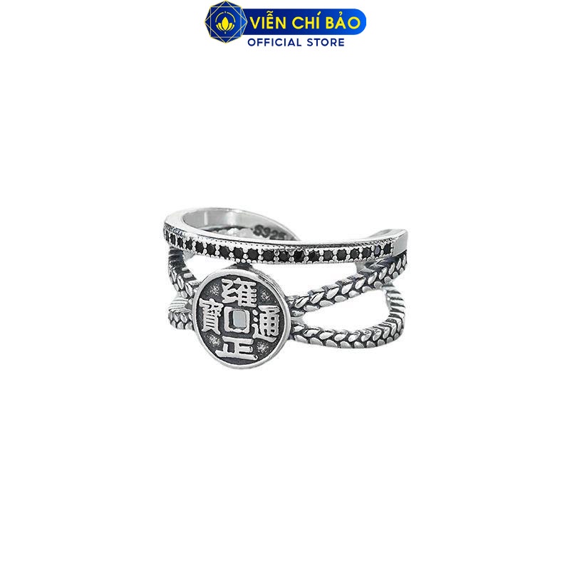 Nhẫn tứ phương lai tài đính đá chất liệu bạc Thái 925 thời trang phụ kiện trang sức nữ Viễn Chí Bảo N000639