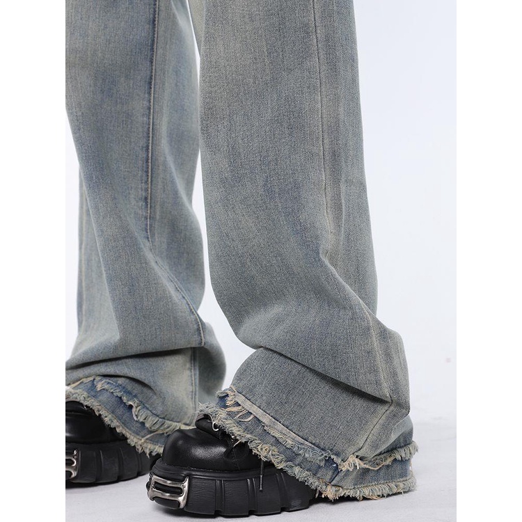 Quần Jean Dài Lưng Cao Ống Rộng Thời Trang Thu Đông Cá Tính Cho Nữ