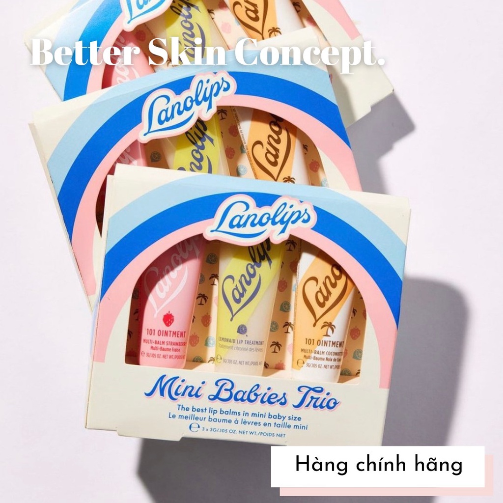 LANOLIPS Set Son Dưỡng Môi Trái Cây Mini Babies Trio - 3x 3G
