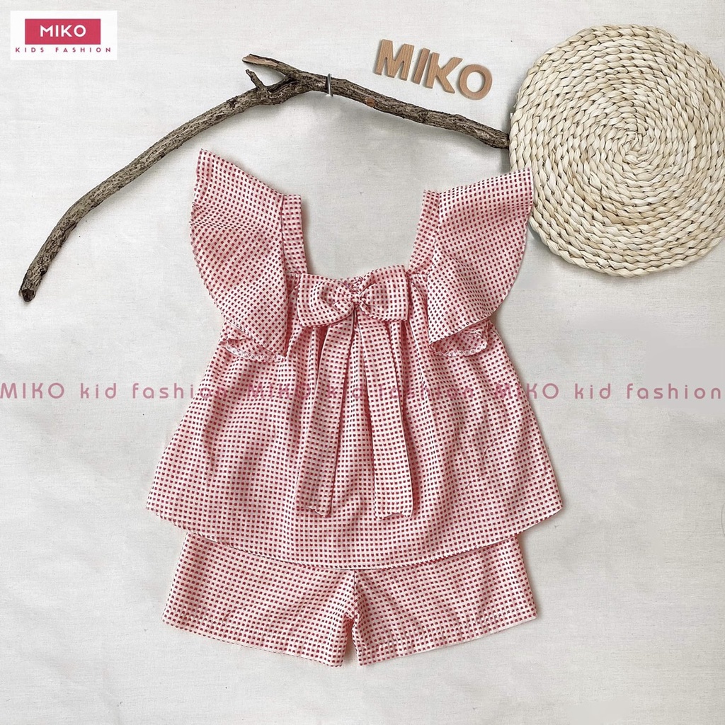 Đồ bộ bé gái MIKO họa tiết caro vải xô mẫu SWIFT