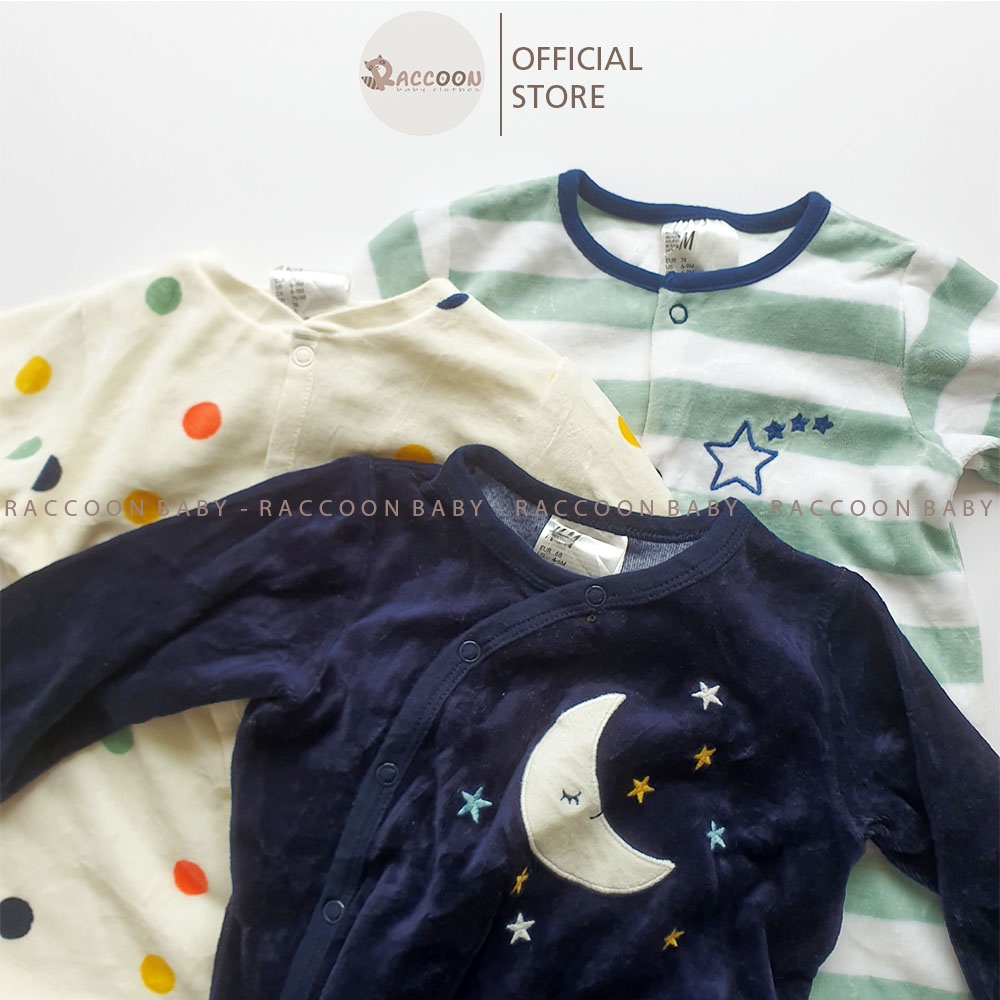 Bộ đồ liền thân bodysleep nỉ nhung tất thú xuất dư bé trai bé gái H&M