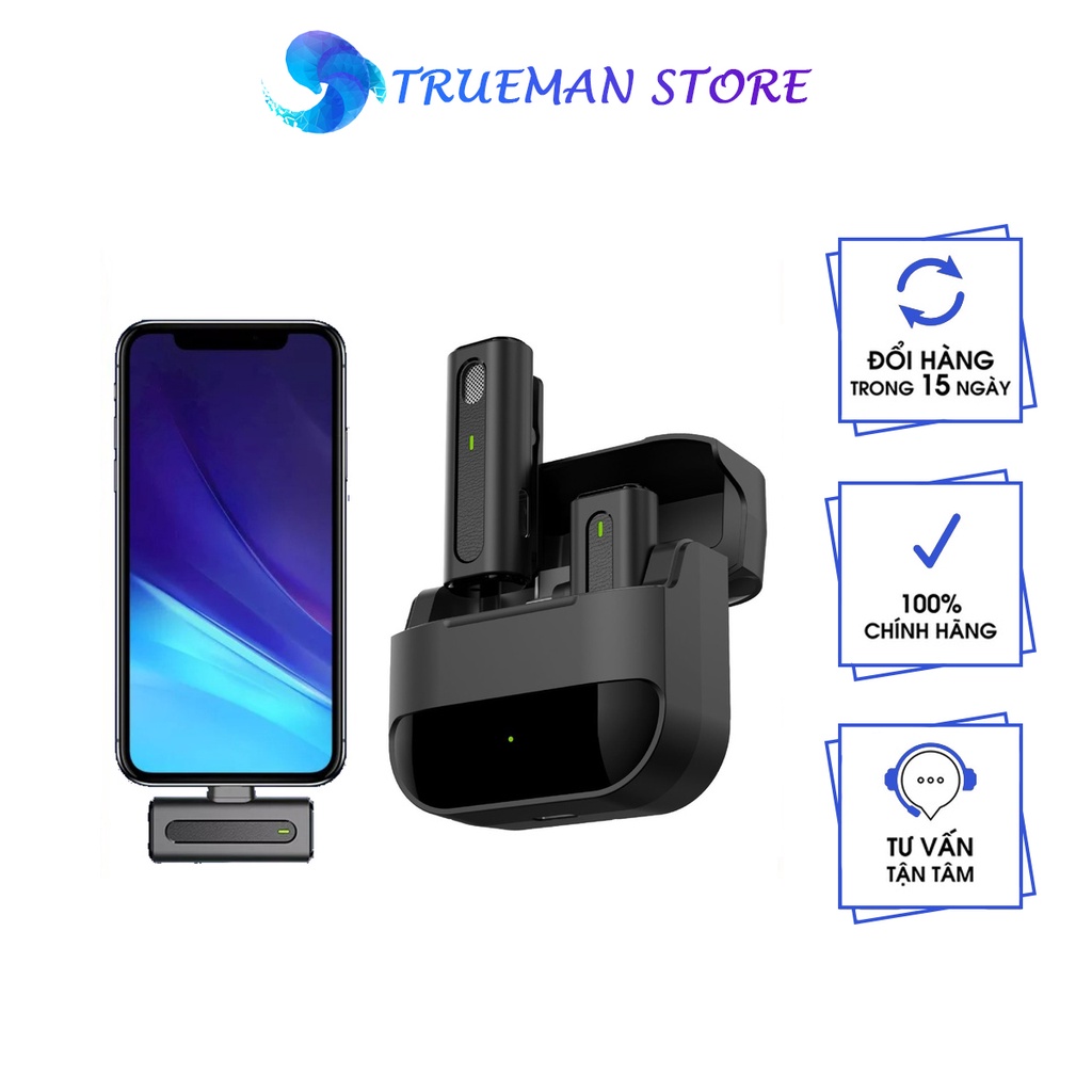 Mic thu âm không dây Collar M , Mic cài áo, livestream chuyên nghiệp, bắt âm tốt, giảm tiếng ồn, thu âm cho điện thoại