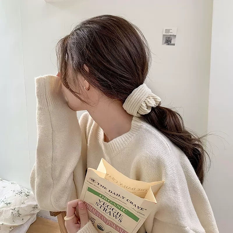 Dây Cột Tóc Len Co Giãn Thiết Kế Đơn Giản Thời Trang Mùa Đông Cho Nữ