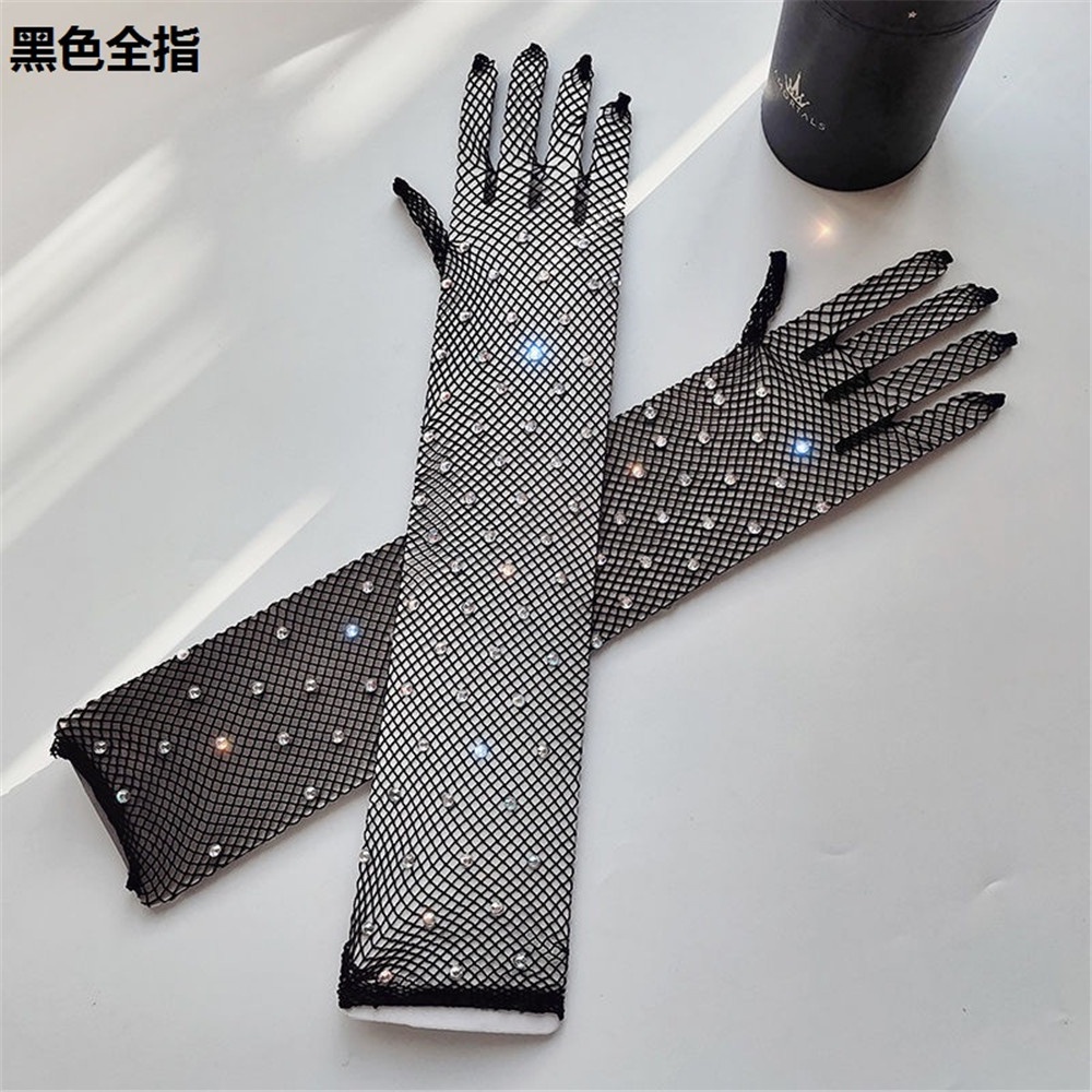 Găng Tay Lưới Hở Đá Đen Quyến Rũ Cho Nữ