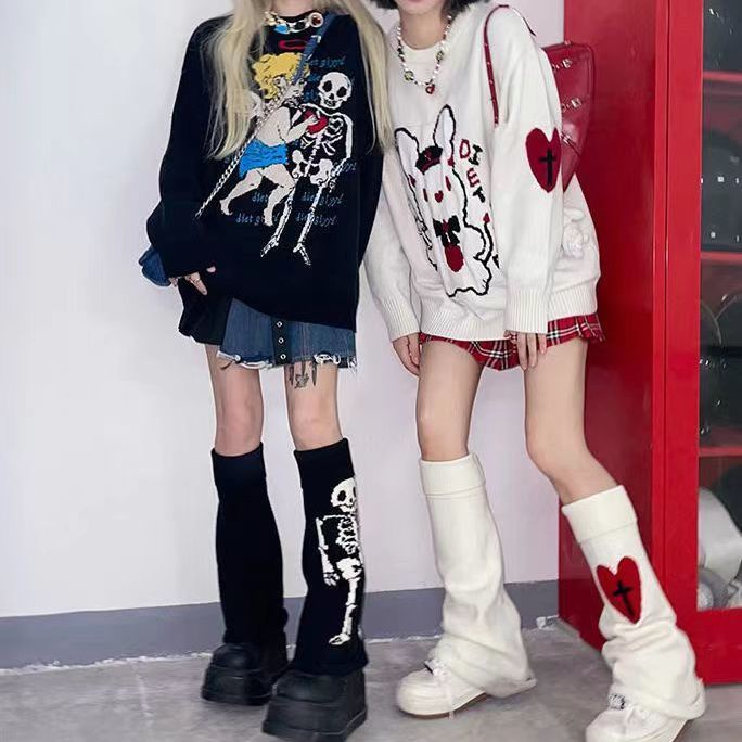 Y2k Vớ Len Ống Chân Vừa Phong Cách Harajuku Văn Hóa Châu Á Cho Nữ