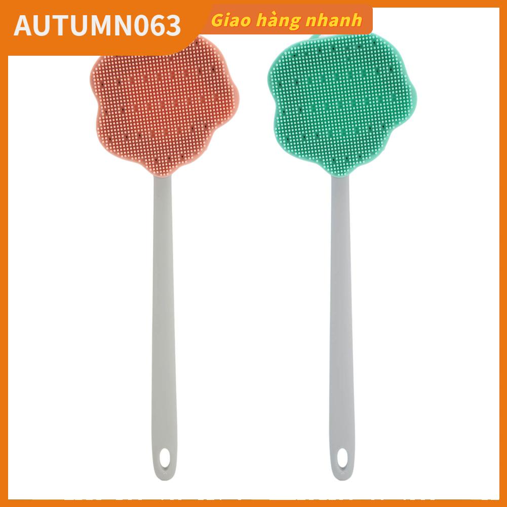 Bàn Chải Tắm Bằng Silicon Tay Cầm Dài Mềm Mại Thoải Mái Tiện Dụng