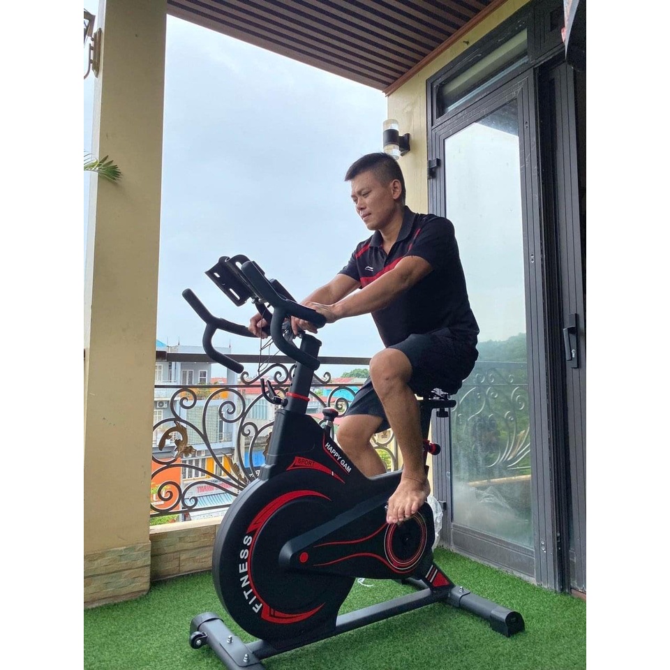 Xe đạp tập thể dục tại nhà Happy Gam Fitness 2022 , bánh đà kháng từ, có đo nhịp tim.