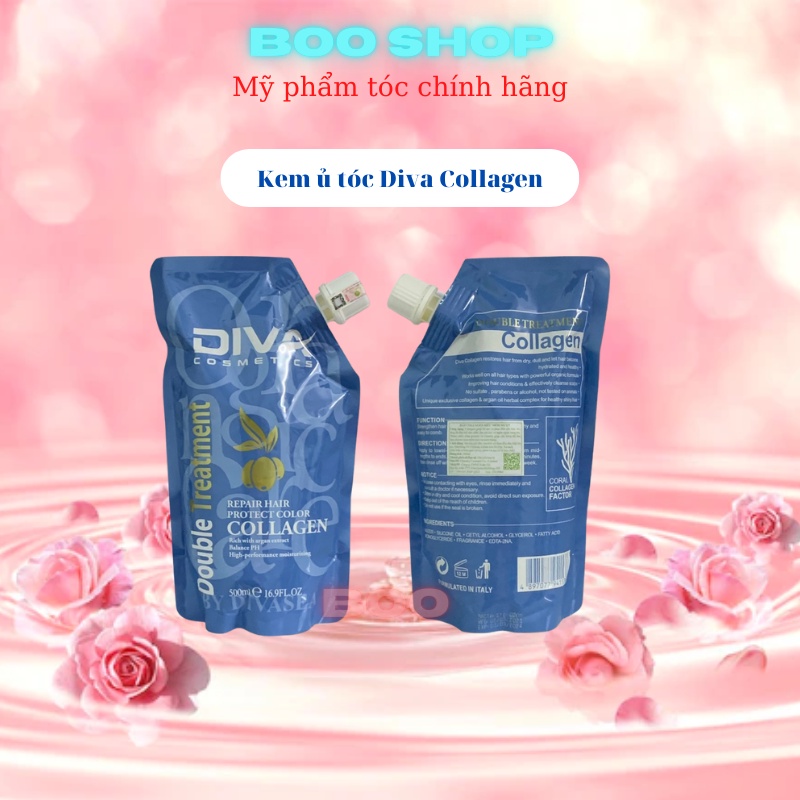 KEM HẤP Ủ TÓC COLLAGEN DIVA- PHỤC HỒI TÓC HƯ TỔN TÚI 500ml