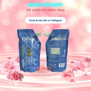 Kem hấp ủ tóc collagen diva- phục hồi tóc hư tổn túi 500ml