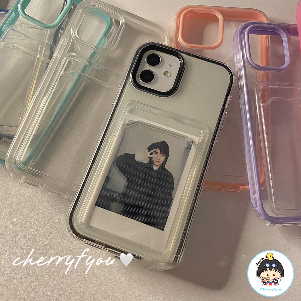 Ốp Điện Thoại TPU Mềm Trong Suốt Chống Sốc Có Ngăn Đựng Thẻ Cho IPhone 12 11 14 13 Pro X Xs Max XR 8 7 Plus
