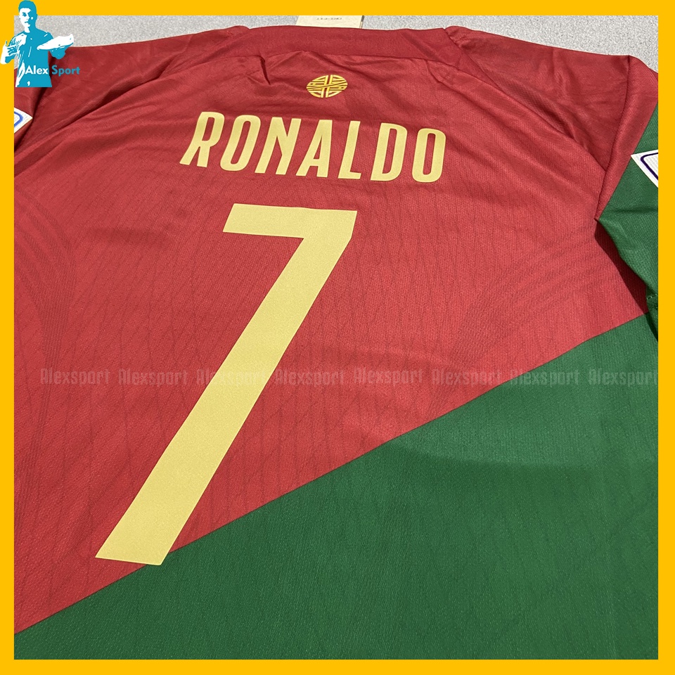 Bộ Quần Áo Bóng Đá Bồ Đào Nha in Full CR7 patch nhung 2023 Bản Đẹp - Alex Sport