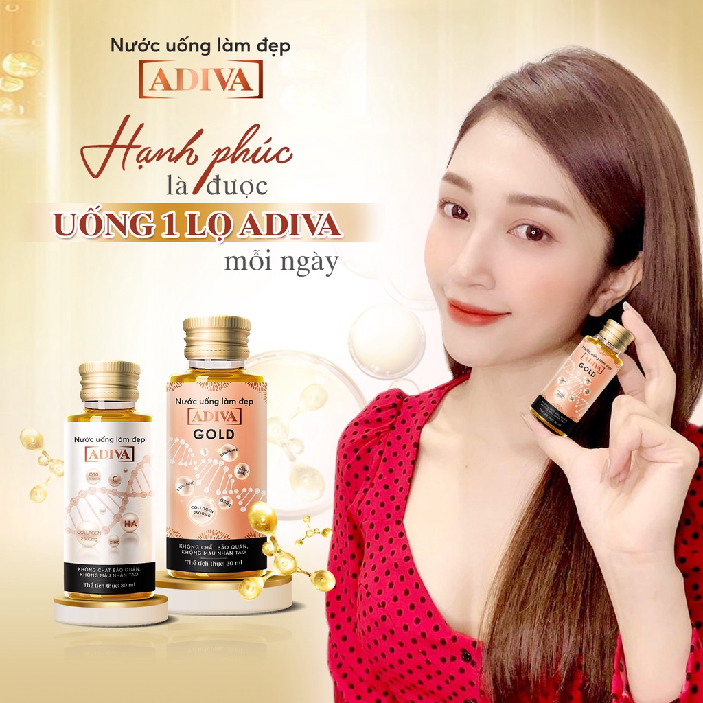 Nước Uống Làm Đẹp Collagen ADIVA Gold 14 lọ Tặng 1 chai Sữa Tắm ADIVA Sweet Memories 400ml