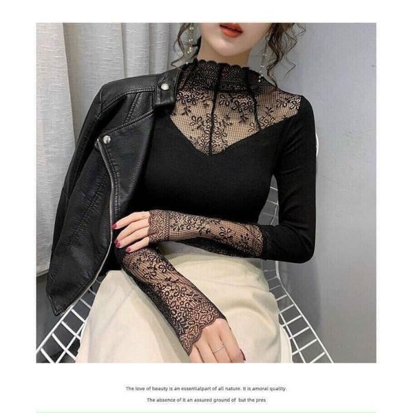 Áo giữ nhiệt cổ lọ ren co gian 4 chiểu , áo len tăm tay dài mặc trong vest