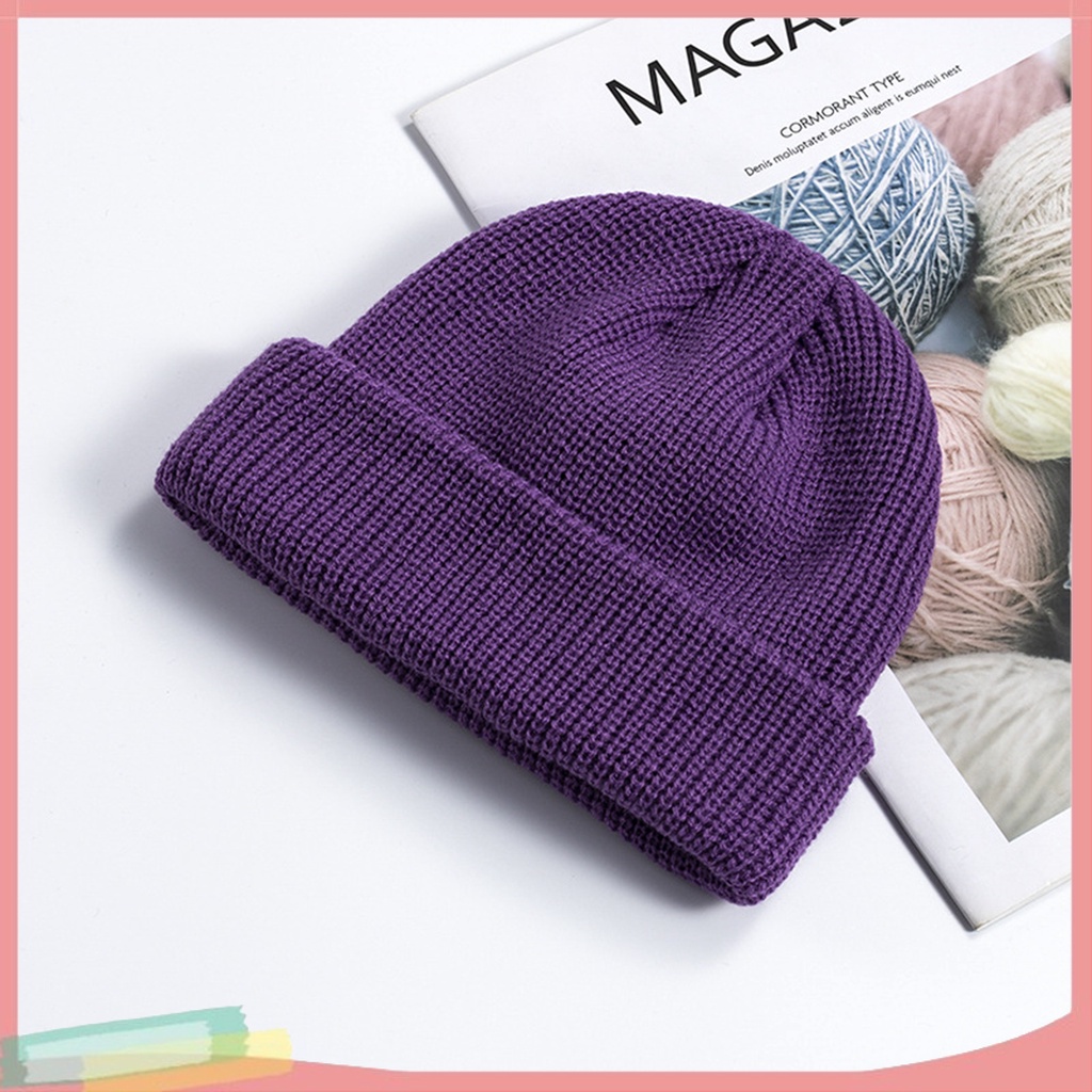 Mũ beanie dày màu trơn giữ ấm cho nam và nữ