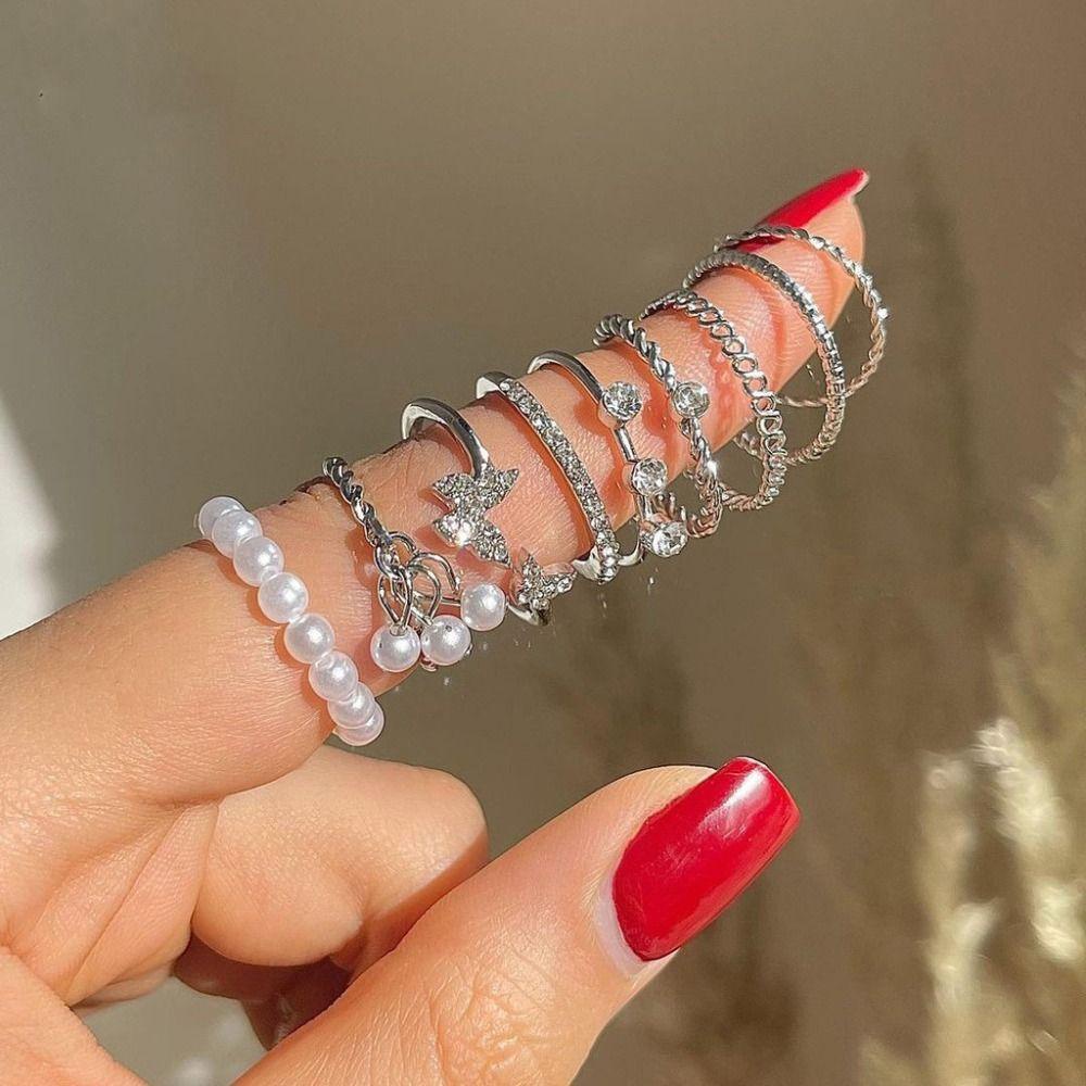 Nhẫn Hở Hình Trái Tim / Bướm Bằng Kim Loại Sang Trọng Phong Cách Cổ Điển Cho Nữ