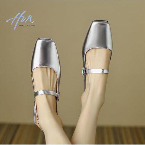Giày Cao Gót Mũi Vuông Bằng Da Bóng Thời Trang Mùa Hè 2022 Dành Cho Nữ