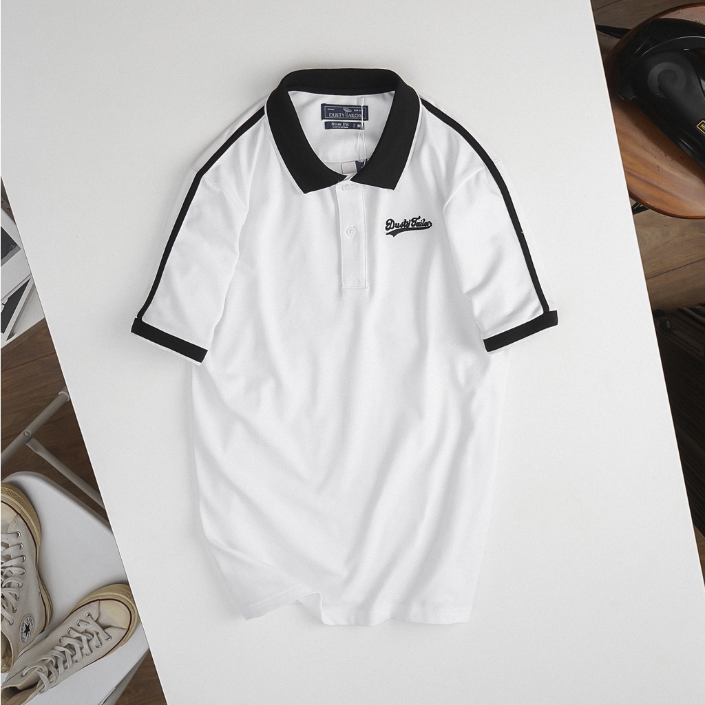 Áo polo Dusty Tailor chính hãng, thiết kế phối sọc độc đáo, vải cá sấu cotton 4c dày dặn cực bền màu, form áo slimfit
