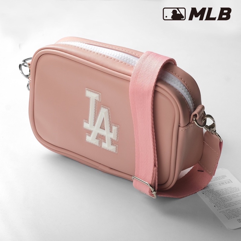 Túi đeo da hồng nữ MLB hàng xuất Hàn phụ liệu chuẩn MLB