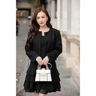 Áo khoác Đen Viền Dây Nữ AT MODA DE LITA